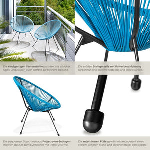 2er Set Gartenstuhl Santana blau