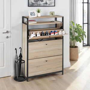 Schuhschrank Buffalo Industrial Holz hell, Eiche Sonoma 81 cm