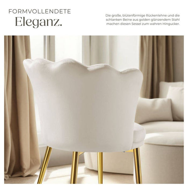 Sessel Stella Samt creme/gold