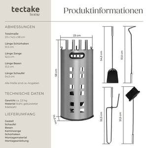 Kaminbesteck mit Edelstahlgriffen 5-tlg.
