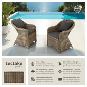 2er Set Aluminium Rattansessel