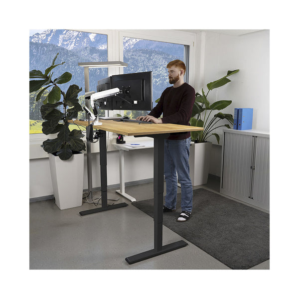 CONTINI höhenverstellbarer Bürotisch 1.4x0.8m Eiche / Gestell ET225E schwarz RAL 9005