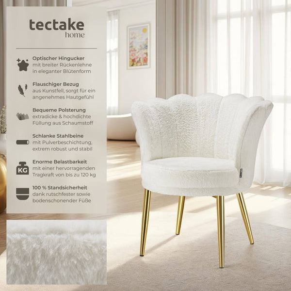 Sessel Stella Kunstfell creme/gold