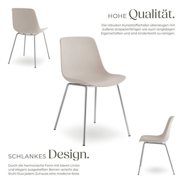 Kunststoffstuhl Mave taupe/chrom 2er Set