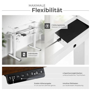 Tischgestell Twain höhenverstellbar 110-168x60x60-125cm weiss