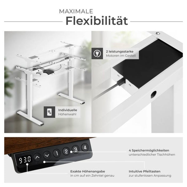 Tischgestell Twain höhenverstellbar 110-168x60x60-125cm weiss