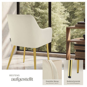 Armlehnstuhl Avane, Samtoptik, gepolstert beige 6er Set