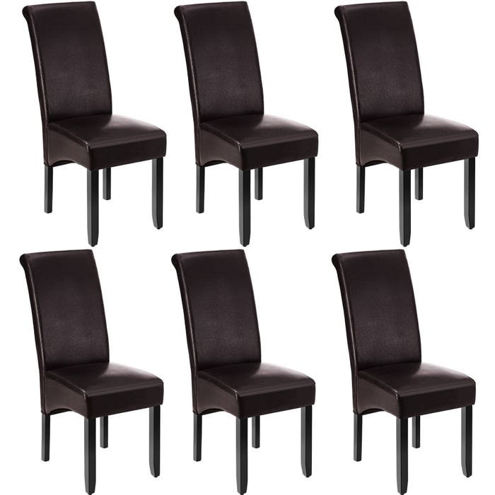 6 chaises de salle à manger ergonomiques, marron