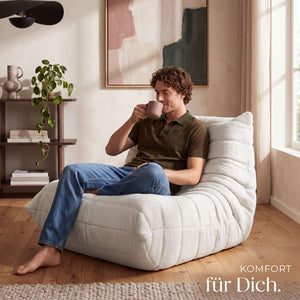 Relaxsessel Logo Premiumschaumstoff Bouclé creme