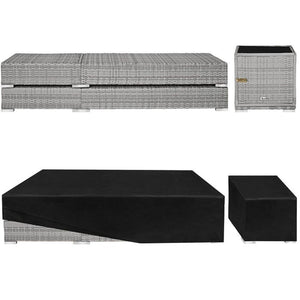2er Set Aluminium Rattan Sonnenliegen hellgrau
