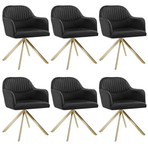 Samt-Drehstuhl Lona schwarz/gold 6er Set