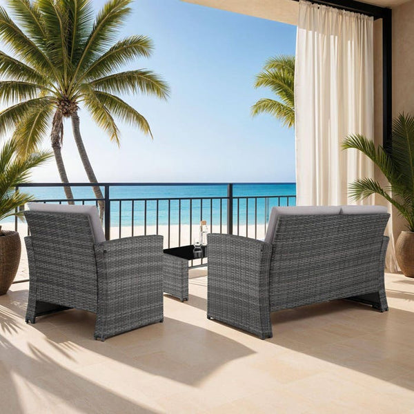 Rattan Lounge Lucca grau/hellgrau