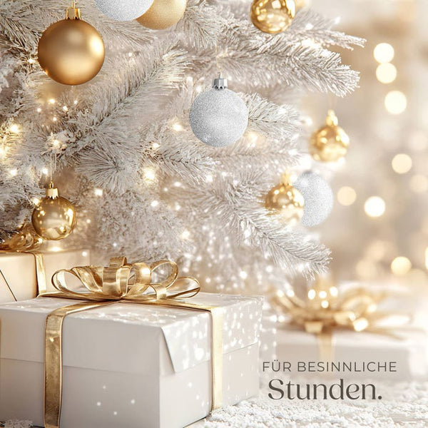24er Set Weihnachtskugeln weiss/gold