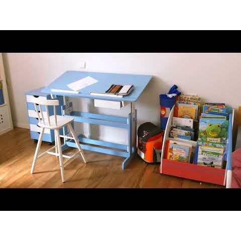 Kinderschreibtisch und Rollcontainer, blau