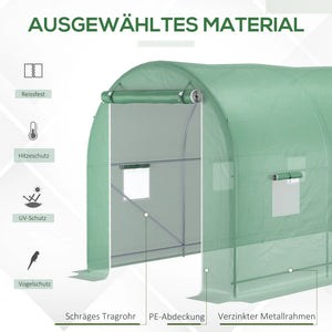 Gewächshaus 500x200x205cm Foliengewächshaus Tomatenhaus Tür mit Moskitonetz