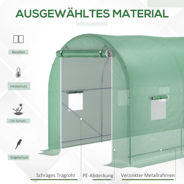 Gewächshaus 500x200x205cm Foliengewächshaus Tomatenhaus Tür mit Moskitonetz