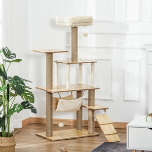 Kratzbaum Katzenbaum Kletterbaum Katzenhöhle 130 cm Plüsch Gelb