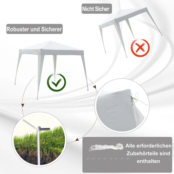 Faltpavillon 3x3m Pavillon Faltzelt Partyzelt Gartenzelt Popup Weiss