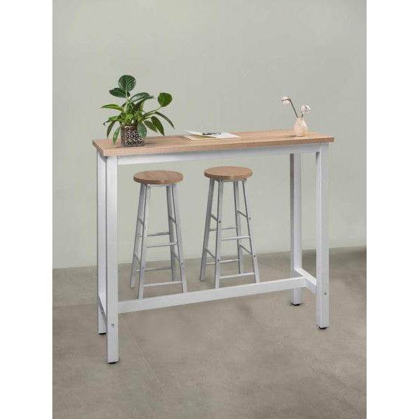 Bartisch Bistrotisch Metallgestell Tischplatte aus MDF Hell Eiche