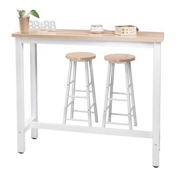 Bartisch Bistrotisch Metallgestell Tischplatte aus MDF Hell Eiche
