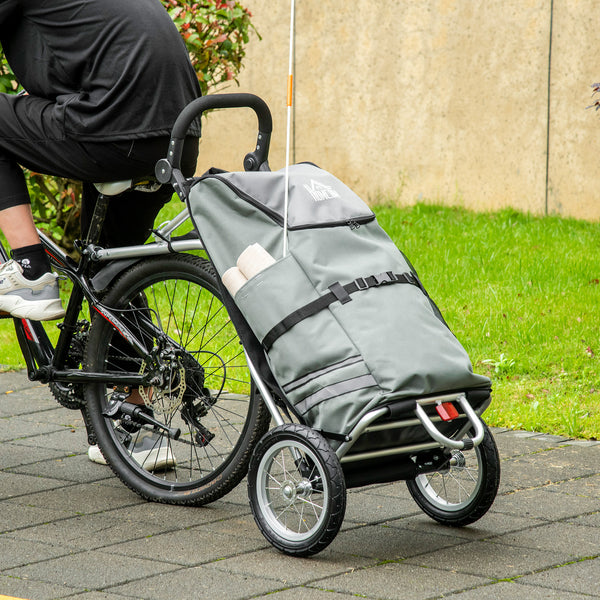 2-in-1 Fahrradanhänger und Einkaufstrolley 53x43x110cm Veloanhänger