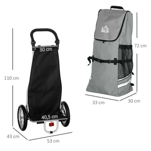 2-in-1 Fahrradanhänger und Einkaufstrolley 53x43x110cm Veloanhänger