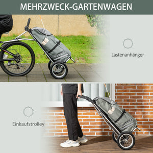 2-in-1 Fahrradanhänger und Einkaufstrolley 53x43x110cm Veloanhänger