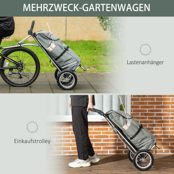 2-in-1 Fahrradanhänger und Einkaufstrolley 53x43x110cm Veloanhänger