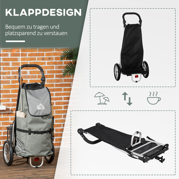 2-in-1 Fahrradanhänger und Einkaufstrolley 53x43x110cm Veloanhänger
