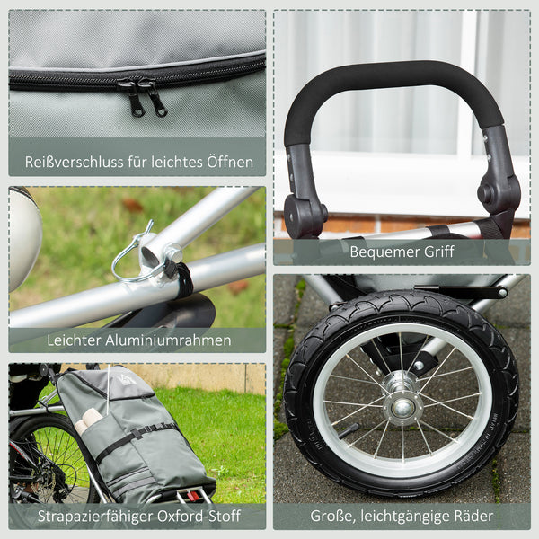 2-in-1 Fahrradanhänger und Einkaufstrolley 53x43x110cm Veloanhänger