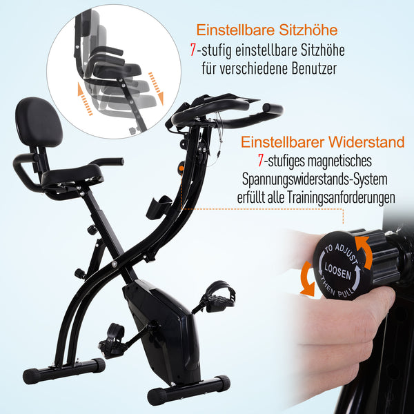 2-in-1 Heimtrainer Fahrradtrainer klappbar mit Magnetwiderstand