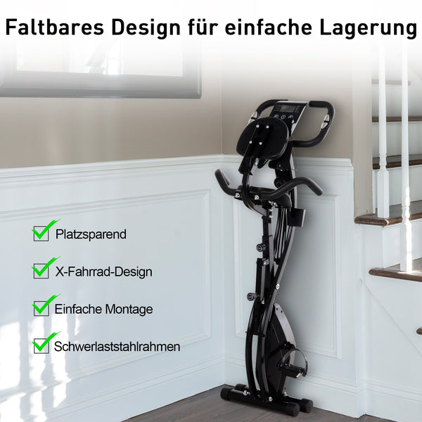 2-in-1 Heimtrainer Fahrradtrainer klappbar mit Magnetwiderstand