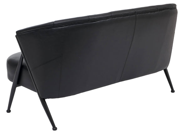 2-Sitzer Lounge-Sofa Vintage Retro Industrial Kunstleder schwarz