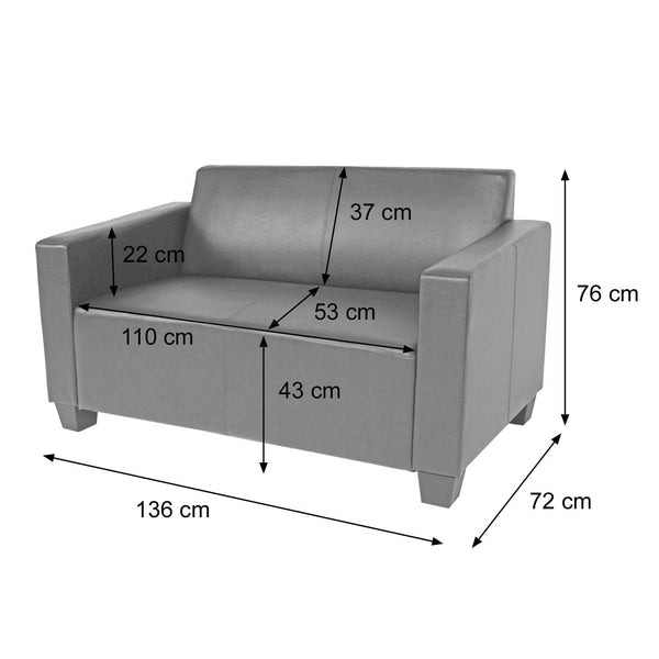 2-Sitzer Loungesofa Kunstleder schwarz