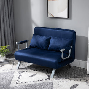 2-Sitzer Sofa Gästebett verstellbar mit Wurfkissen Blau