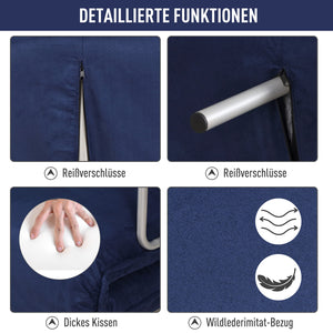 2-Sitzer Sofa Gästebett verstellbar mit Wurfkissen Blau