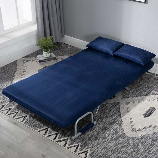 2-Sitzer Sofa Gästebett verstellbar mit Wurfkissen Blau