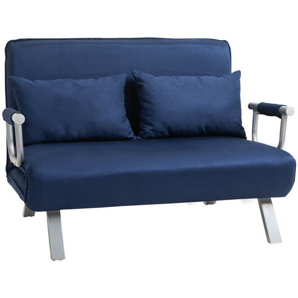 2-Sitzer Sofa Gästebett verstellbar mit Wurfkissen Blau