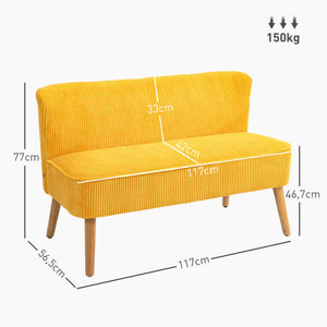 2-Sitzer Sofa 117x56.5x77cm Gelb