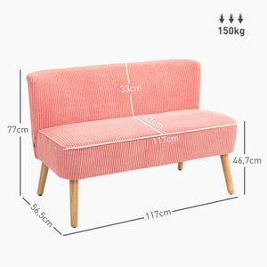 2-Sitzer Sofa 117x56.5x77cm Rosa