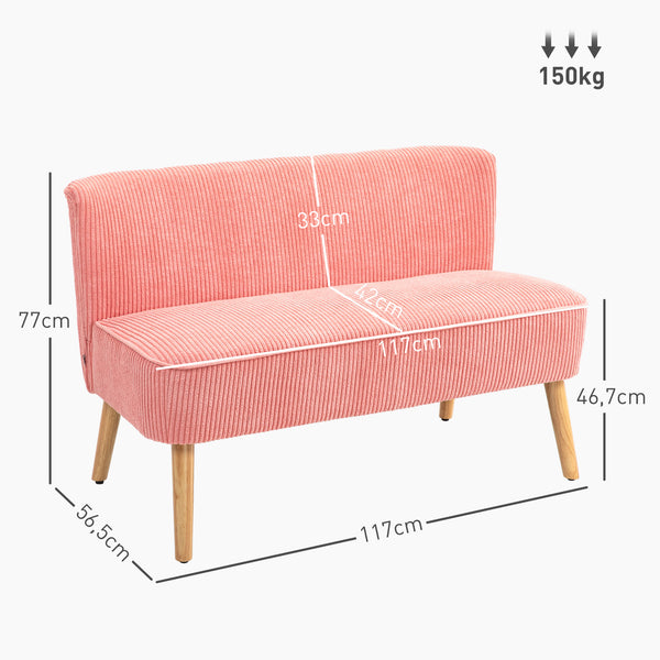 2-Sitzer Sofa 117x56.5x77cm Rosa
