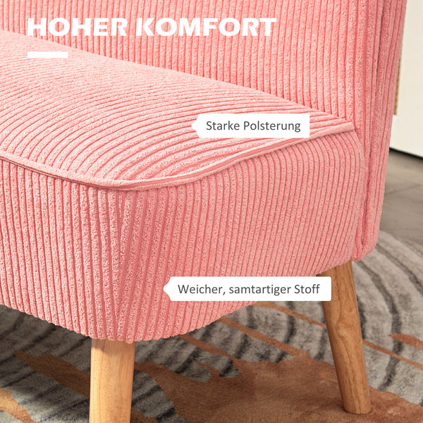 2-Sitzer Sofa 117x56.5x77cm Rosa