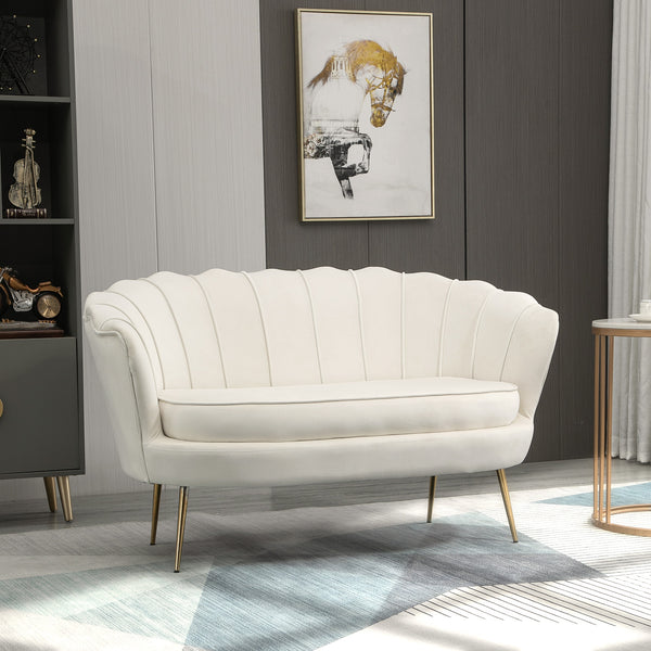 2-Sitzer Sofa Couch 130x77x77cm bis 150kg belastbar Creme