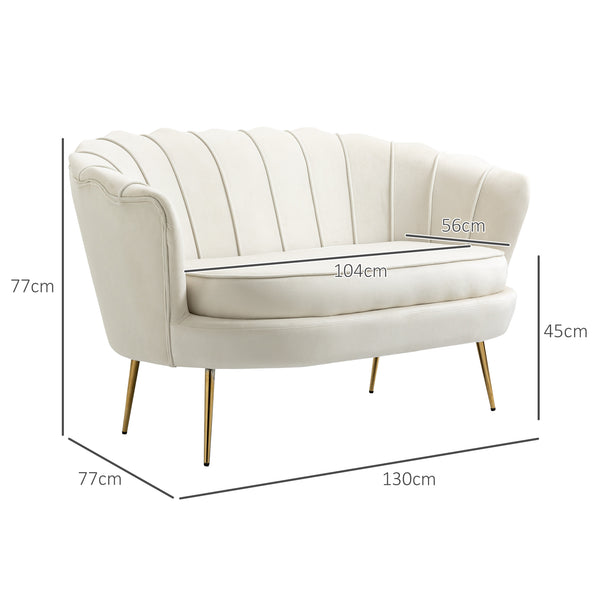2-Sitzer Sofa Couch 130x77x77cm bis 150kg belastbar Creme
