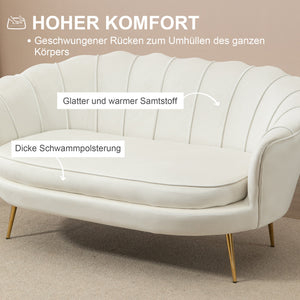 2-Sitzer Sofa Couch 130x77x77cm bis 150kg belastbar Creme
