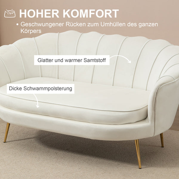 2-Sitzer Sofa Couch 130x77x77cm bis 150kg belastbar Creme