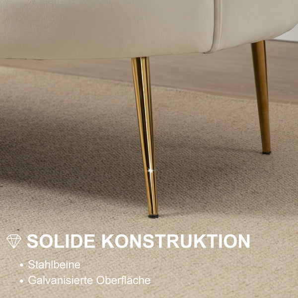 2-Sitzer Sofa Couch 130x77x77cm bis 150kg belastbar Creme