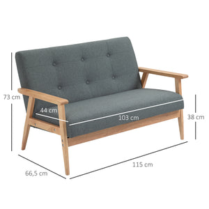 2-Sitzer Sofa Doppelsofa Loveseat 115x66.5x73cm Grau