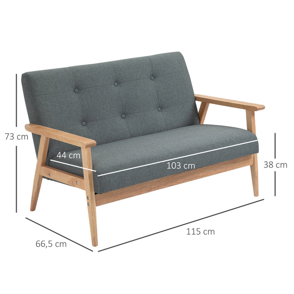 2-Sitzer Sofa Doppelsofa Loveseat 115x66.5x73cm Grau