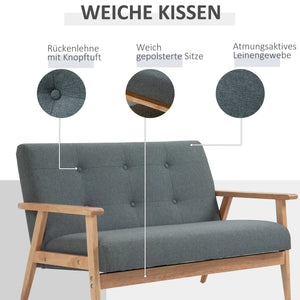 2-Sitzer Sofa Doppelsofa Loveseat 115x66.5x73cm Grau